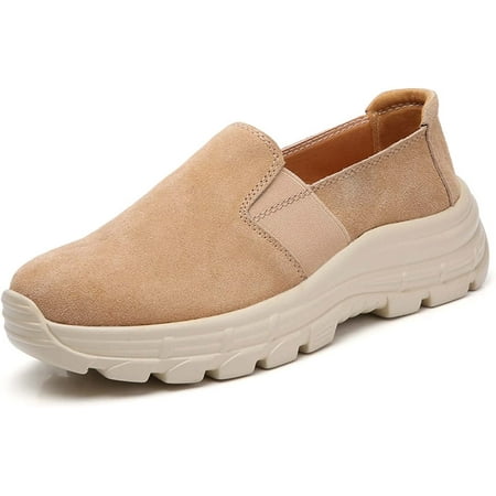 

Women s Platform Slip-On Loafers Fashion Casual Walking Shoe Comfortable Soft Suede Non-Slip Sneakers Heightening Shoes for Women
