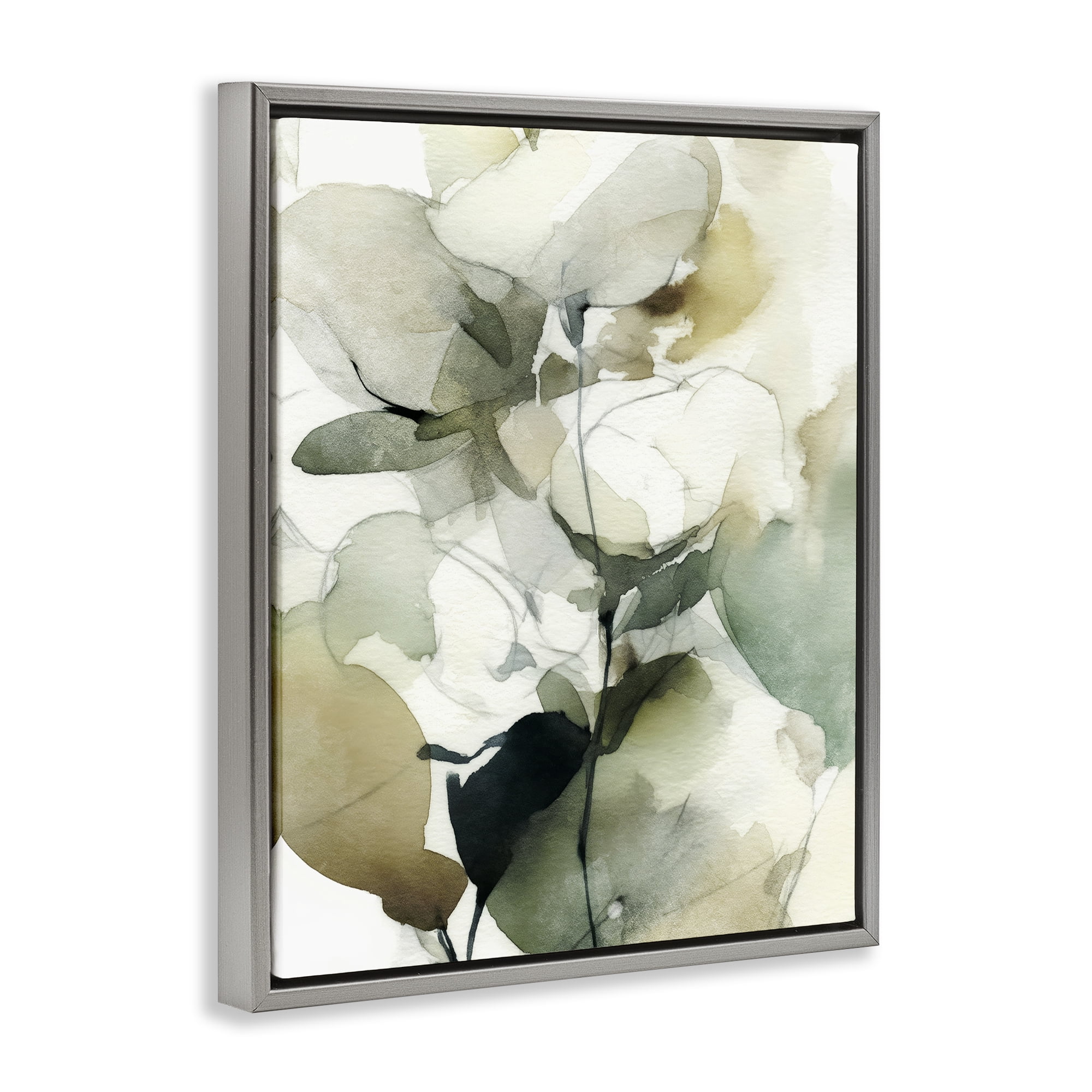 Stupell Industries Floral Branches in Motion Gray Framed Floater Canvas Wall Art, design by Svetlana Aleynikova