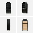 thumbnail image 5 of EYYTHUNG 71" Tall Arched Cabinet Modern Farmhouse 5-Tier Arched Bookcase Storage Display Cabinet with Faux Marble Top, Black, 5 of 6