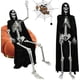 thumbnail image 2 of Esqueleto de Halloween de 5,4 pies/165 cm, esqueleto de tamaño completo con capa negra, huesos humanos de tamaño natural para Halloween, patio, jardín, decoración de fiesta espeluznante, 2 of 4