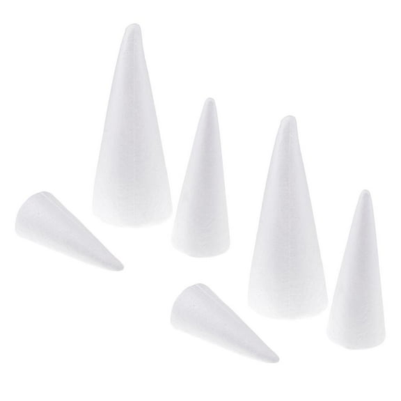 Yunhgft 6x 15/20/25cm Cone Shape Styrofoam Foam for Handmade Modelling Kid Craft DIY