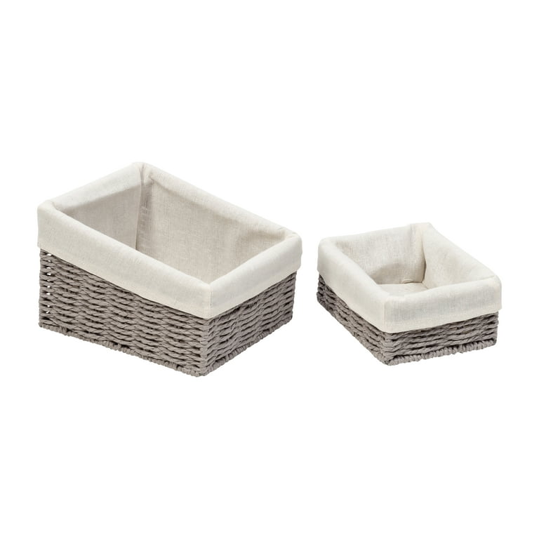 Large Woven Rectangular Storage Basket Gray/White - Brightroom™