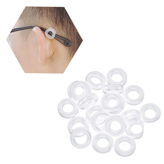 CRAFTHROU Eyeglasses Retainers Set 20Pairs Anti Slip Silicone Round White Semitransparent For Kids And Adults