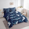 thumbnail image 3 of Feelyou Cartoon Shark Bedding Comforter Set 7pcs, Cute Ocean Sealife Queen Bedding Sets, 3 of 8