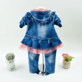 thumbnail image 4 of Peacolate 6M-4Years Spring Autumn Baby Girls Sets Denim 3 Pcs Clothes Long Sleeve T-Shirt Denim Jacket and Jeans,Orange,6-12Months, 4 of 8