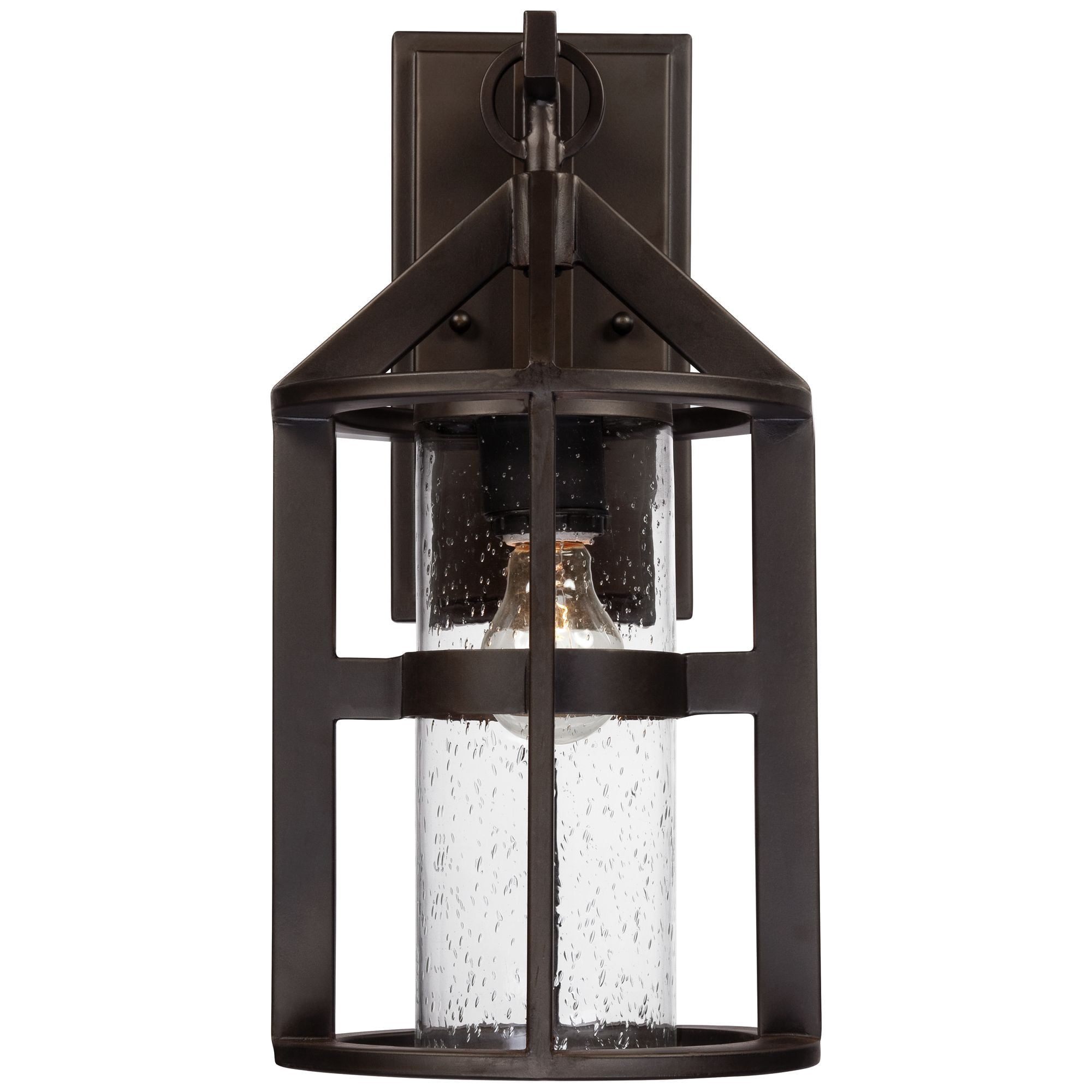 John Timberland Argentine Rustic Farmhouse Outdoor Wall Light Fixtures Set of 2 Bronze 17" Clear Seedy Glass for Post Exterior Barn Deck