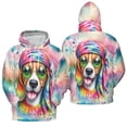 thumbnail image 3 of Hippie Beagle Portrait Watercolor Tie-Dye Vintage Styles All Over Print 3D Hoodie Unisex Merch Hoodies Beagles Dog Lover Gifts Idea - 00014, 3 of 6