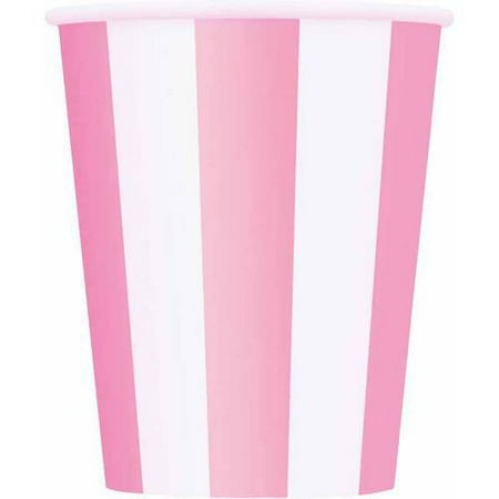 12oz Striped Paper Cups Light Pink 6ct Com