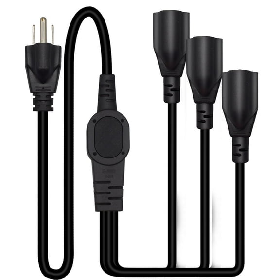 Strhowill NEMA 5-15P to 3X NEMA 5-15R Y Style 3-Outlet Extension Cord ，3-Way Splitter Extension Cord - 3 Prong 1 to 3 Way Power Splitter for Home, Room, Office