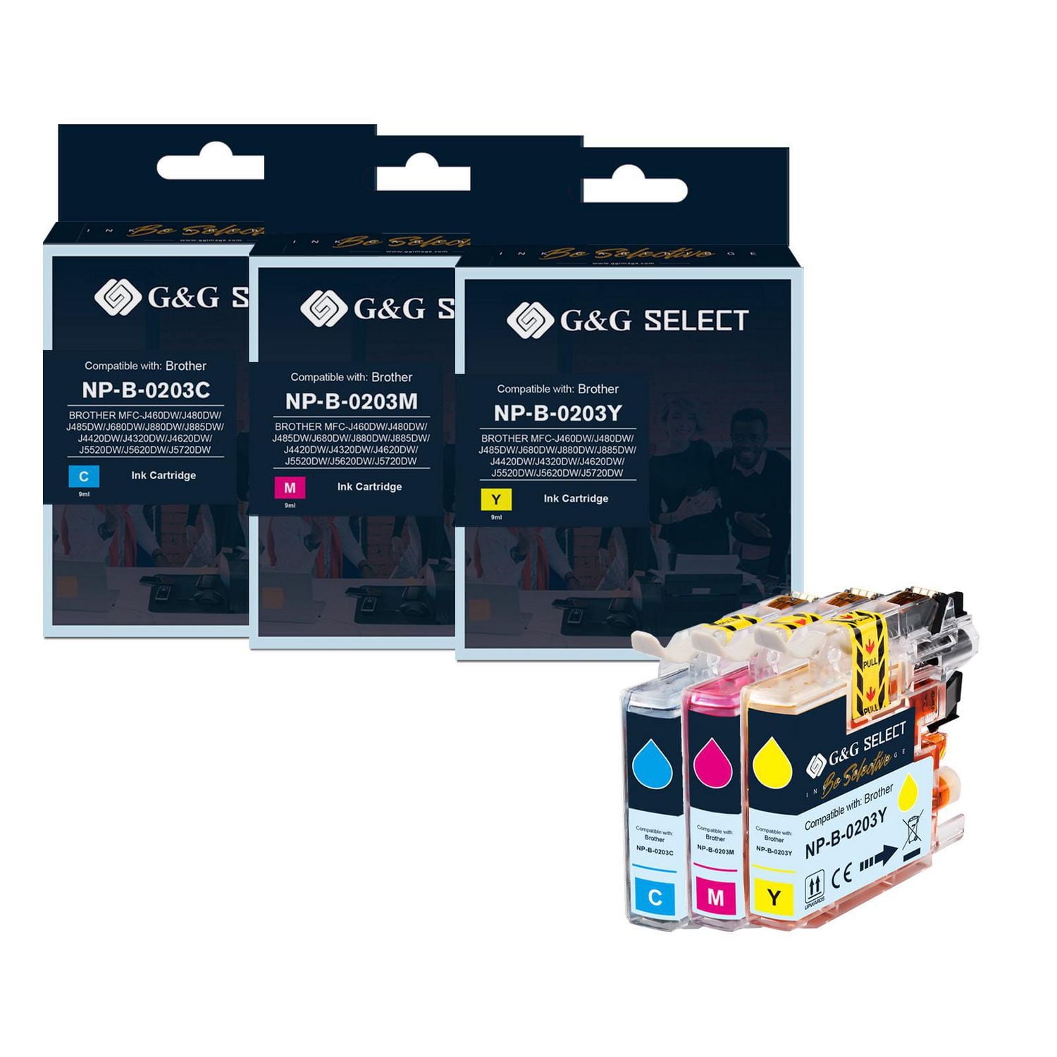 G&G Select Brother LC203 New Compatible Cyan, Magenta & Yellow Ink Cartridge 3 pack