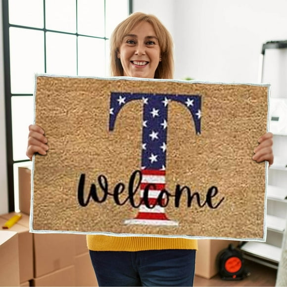 tumgatte 4th Of July Door Mat Patriotic Doormat Entryway Rug Welcome Independence Day Doormat Stain and Fad Patriotic Decor Welcome Outdoor Mat Christmas Deals