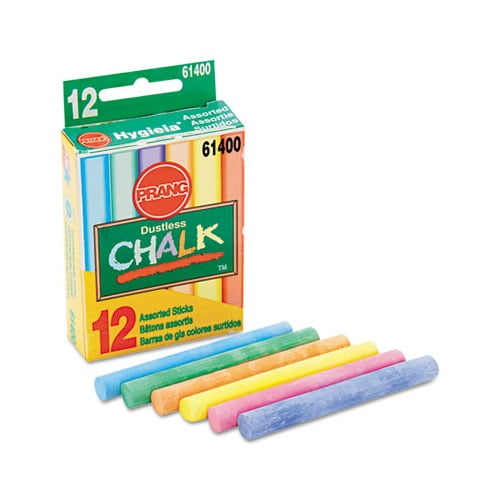 Hygieia Dustless Board Chalk 3 1/4 x 0.38. Assorted, 12/Box