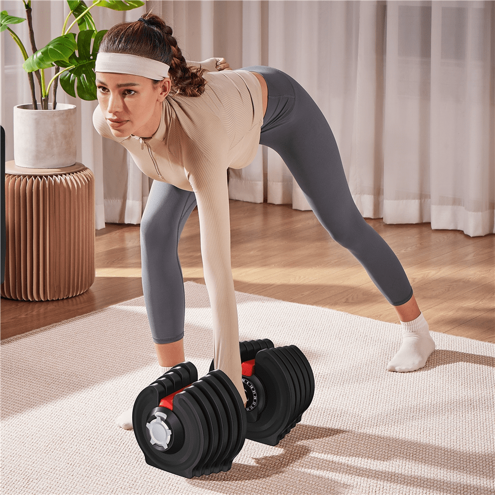 Renwick 16-in-1 Quick-adjust Dumbbell Set with Tray, Black