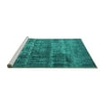 thumbnail image 2 of Ahgly Company Machine Washable Indoor Square Oriental Turquoise Blue Industrial Area Rugs, 5' Square, 2 of 4