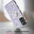 thumbnail image 4 of Designed for Samsung Galaxy A15 5G Diamonds Bling All Around Edges Sparkly Glitter Hybrid with Ring Stand Holder Fashion Good Luck Phone Case Cover [Purple], 4 of 8