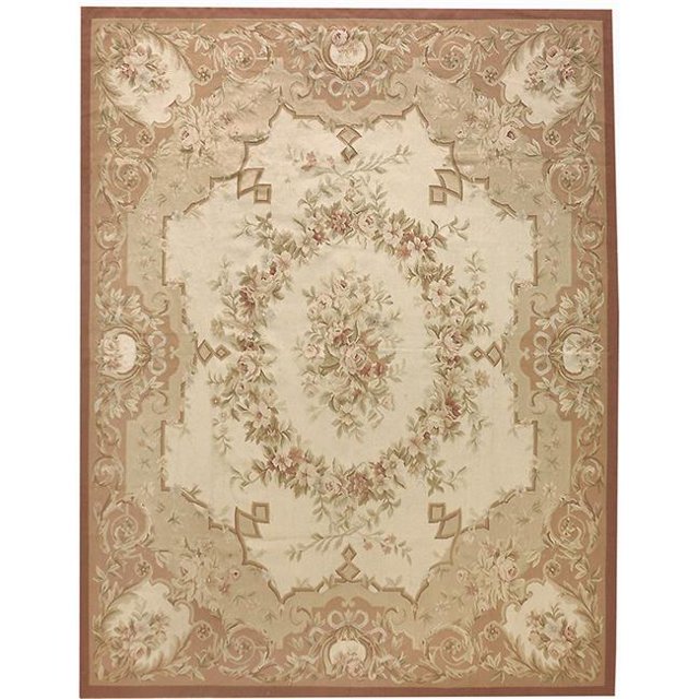 Due Process Stable Trading Aubusson Chalon Cream & Rose Area Rug, 5 x 8 ft.