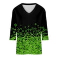 thumbnail image 5 of TaTaai Women St. Patrick's Day Print Loose V-Neck 3/4 Sleeve Top Casual Fashion T-Shirt Ladies Spring Daily Holiday Wear Lightweight Breathable Non-See-Through No Fading Stylish Top Gift, 5 of 5