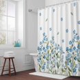 thumbnail image 6 of Light Blue Flowers Shower Curtain for Bathroom Decor, Green Leaf Spring Plant Country Floral Waterproof Fabric Shower Curtain, 54"x78" Set with 12 Hooks, 6 of 9