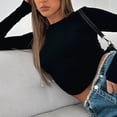 thumbnail image 4 of Blusa Mangas Largas Top de manga larga expuesto con ombligo, traje diario informal con cuello redondo para mujer (Negro L) Cgtredaw Negro T L para Mujer, 4 of 6