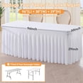 thumbnail image 5 of Qucyy 1 Pack White Rectangle Spandex Table Cloth for 8 Foot Rectangular Tables, Wrinkle Free High-Stretch Fitted 8ft Skirted Tablecloths, Decor Parties Weddings Birthday Banquet Spandex Table Cover, 5 of 5
