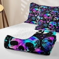 thumbnail image 4 of Homewish Happy Halloween Twin Quilt Set,Multicolor Gradient Skull Twin Coverlet Set,Green Purple,2-Piece, 4 of 7
