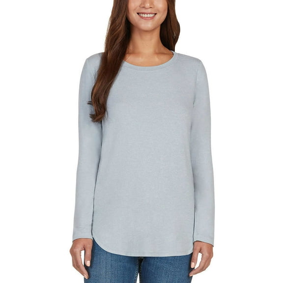 Matty M Women's Long Sleeve Crewneck Tunic (Dusty Blue, Small)