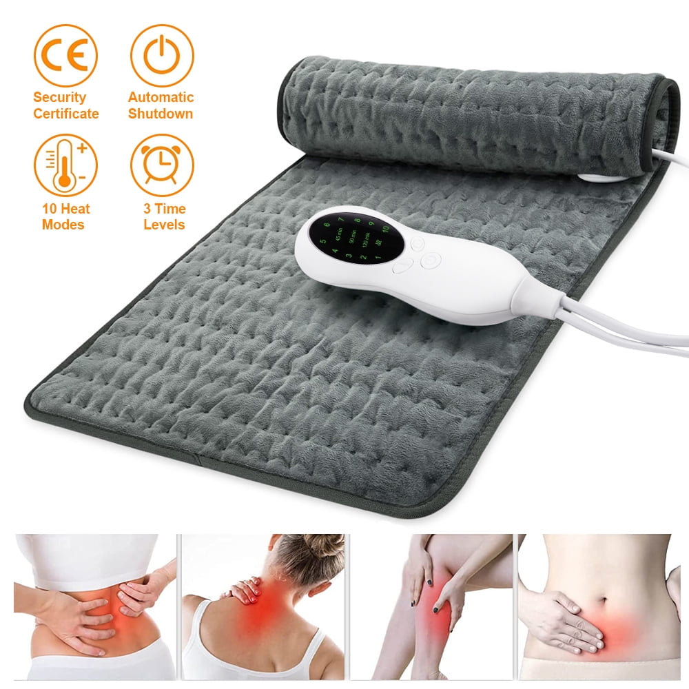 Heating Pad - Electric Heating Pads - Hot Heated Pad for Back Pain Muscle  Pain Relieve - Dry & Moist Heat Therapy Option - Auto Shut Off Function  (Light Gray, 12 x