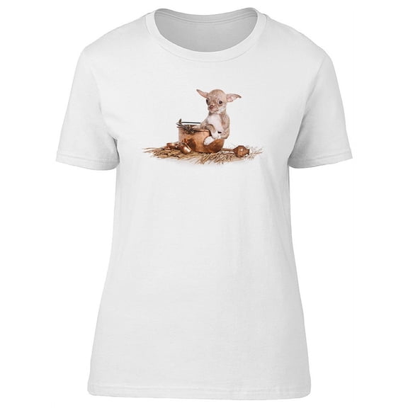 Cute Chihuahua Puppy In A Pot T-Shirt Women -Image by Shutterstock, Female Large