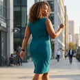 thumbnail image 4 of Agnes Orinda Women's Plus Size Sheath Dress Sleeveless Boat Neck Casual Straight Pencil Work Dresses 4X Lake Blue, 4 of 6