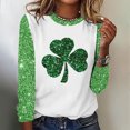 thumbnail image 3 of Charella Long Sleeve Shirts for Women St Patricks Day Shirt Crewneck T-shirts 2024 Trendy Bling Bling Tops,Green,L, 3 of 4