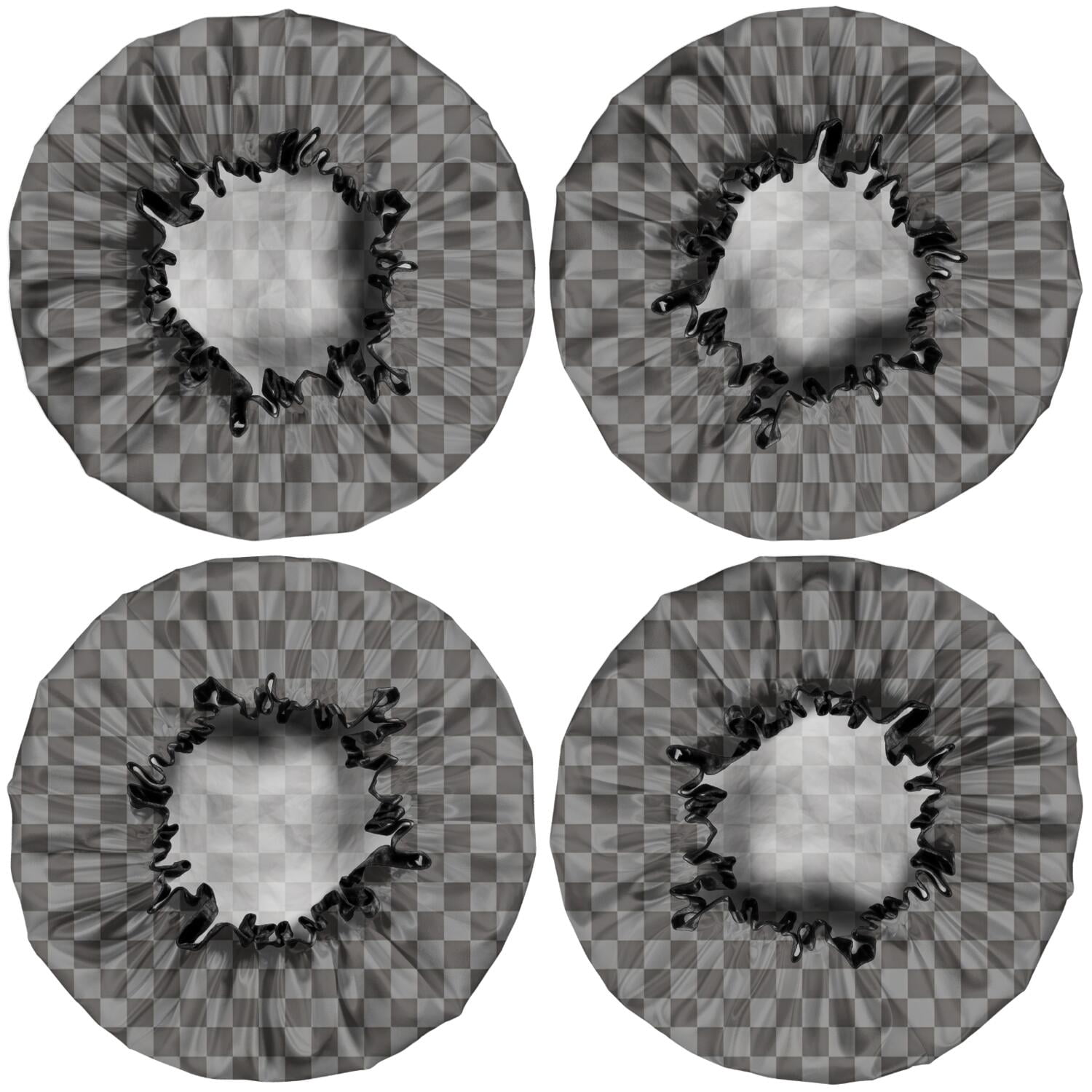 Shower Caps,Gray and Black Checkerboard Pattern Waterproof Shower Cap for Women 4 Pieces,Double Reusable Hair Cover for Shower PEVA Elastic Stretch Hem