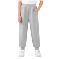 thumbnail image 3 of hengsof Children's Unisex Solid Color Sweatpants Fashionable Jogging Pants with Elastic Waist Suitable for Boys and Girls Aged 3-13, 3 of 7