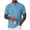 Sky Blue, variant on Men's Summer Breathable Waffle Knit Tee Half-Button Henley Neck Shirts Man Solid-Color Casual Short Sleeved Open And Close Standing Collar Blouses Top