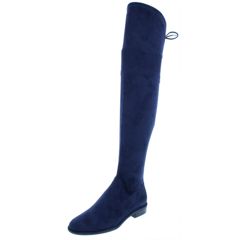 thigh high blue suede boots