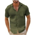 thumbnail image 2 of Xunlbb Linen Shirts Mens Dress Shirts Mens Fashion Casual Solid Button Pocket Cotton Linen Short Sleeved Turndown Top Gift for Him, M-3XL, 2 of 8