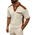 thumbnail image 2 of Men’s Waffle Henley Shirts, Long Sleeve Button Tops V-Neck Sports Casual Basic T-Shirts Lightweight Knit Pullover Khaki S, 2 of 9