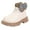 Beige, variant on Girls Toddler Bow knot Ankle Boots Kids Slip On Low Chunky Heel Side Zipper Cute Dress Combat Booties