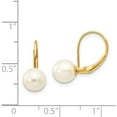 thumbnail image 3 of 14K Yellow Gold 7-8mm White Round Freshwater Cultured Pearl Leverback Earrings (17 X 7.5) Made In Canada xf266e, 3 of 5