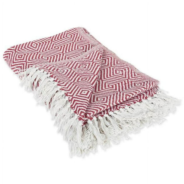 Design Imports CAMZ38509 Grange Rouge X-Diamant Géométrique Couverture Jeter