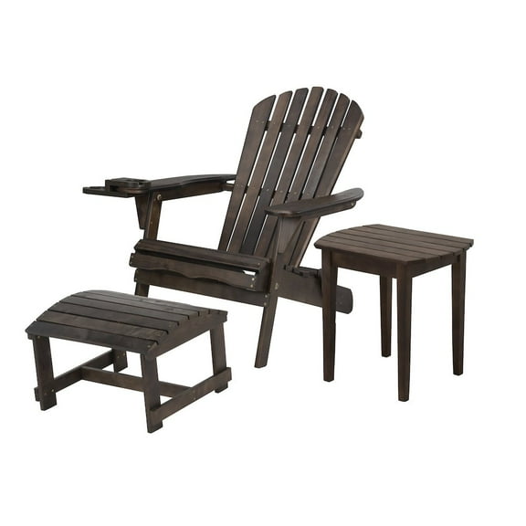 Jiallo Foldable Adirondack Chair With Cup Holder Bristro Set With Ottoman