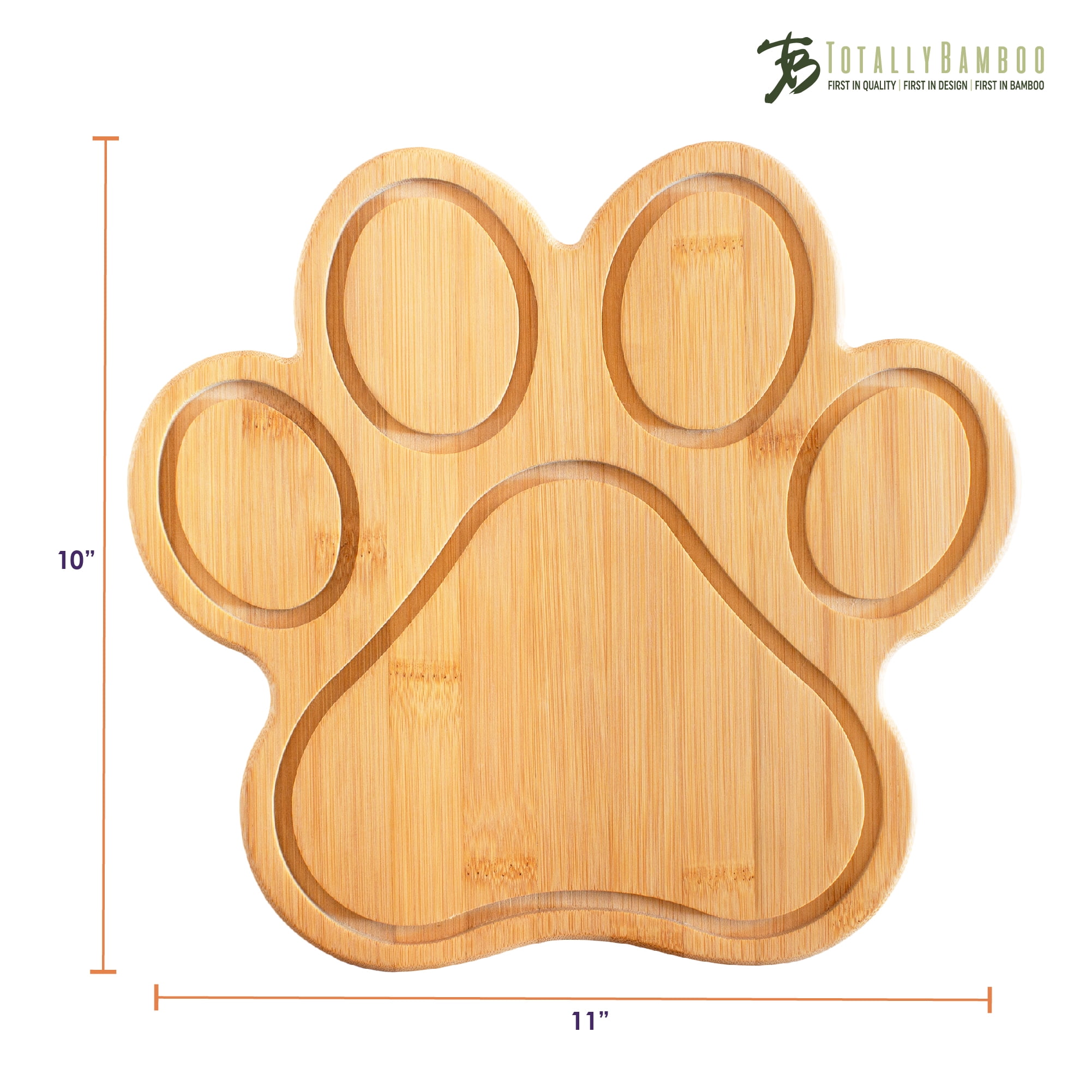 Totally Bamboo Paw Shaped Bamboo Serving And Cutting Board, 11" x 10", Natural