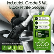 Inspire Nitrile Gloves, HEAVY DUTY 6 Mil Nitrile Disposable Gloves, THE ORIGINAL Nitrile, Medical, Food Service, Cleaning, Black, Case of 1000 Count, Size Large