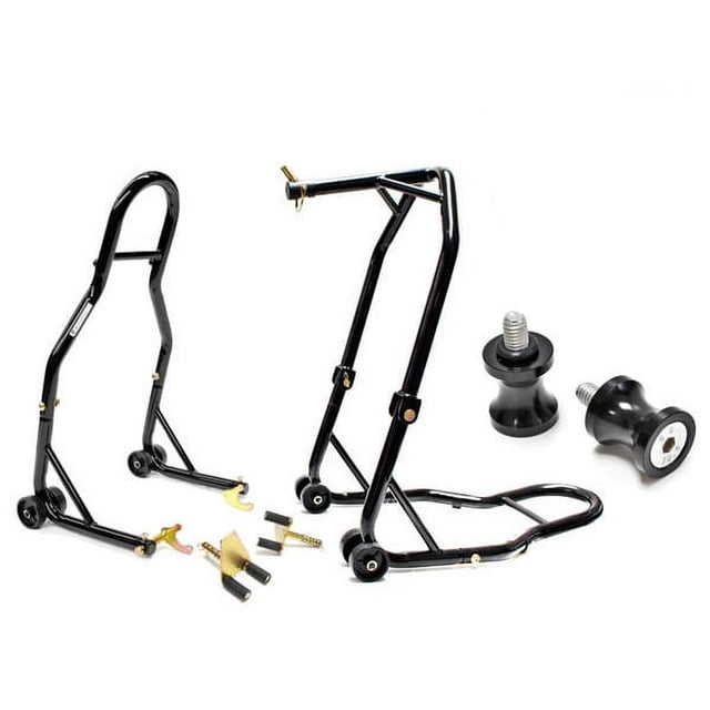 Venom Motorcycle Front+Rear Dual Lift Stand - w/ Spools Compatible with Yamaha FZS1000 FZ1 2004-2008