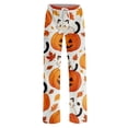 thumbnail image 4 of Domzest Halloween Pajama Pants for Women Pumpkin Ghost Bat Print Drawstring Elastic Waisted Sleepwear Wide Leg Funny Pajama Bottoms Saffron XXL, 4 of 5