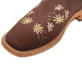 thumbnail image 4 of Women’s Short Ankle Brown Leather Boot, Floral Ankle Bootie, Low Heel, 4 of 4