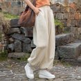 thumbnail image 4 of Sokhug Womens Lantern Pants Linen-Blend High Waisted Drawstring with Pockets Casual Elastic Waist Jogger Trousers, 4 of 9
