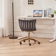 thumbnail image 3 of Sesslife Home Office Chair, Comfy Padded Seat Swivel Desk Chair, Upholstered Velvet Computer Chair with Castors for Small Place, Adjustable Vanity Chair for Office Bedroom Dressing Room, Gray, 3 of 12