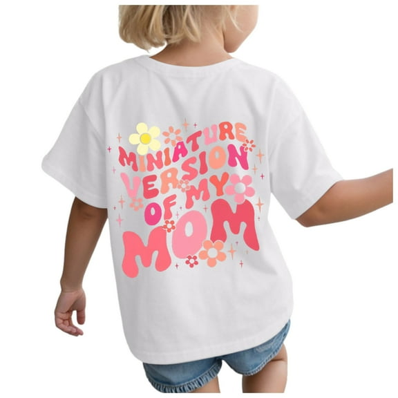 Gubotare Shirts for Teen Girls Toddler Girls T Shirt Short Sleeve Shirt Print Cute Summer Tops Tees Graphic (White,Size 3-4 Years)