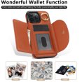 thumbnail image 7 of for iPhone 16e Wallet Case with Card Holder Women Men, Flip PU Leather Kickstand Shockproof Protective Phone Cover Magnetic Clasp 360 Rotation Ring Stand for iPhone 16e, Brown, 7 of 7