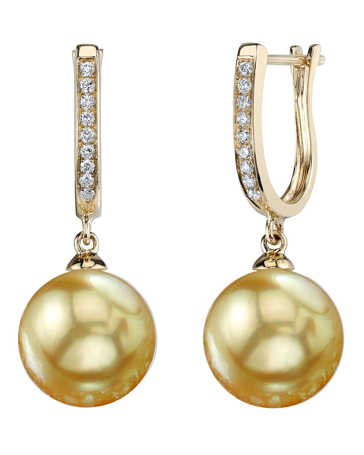 14K Gold Golden South Sea Cultured Pearl & Diamond Kim Earrings